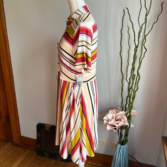 Striped Multicolor Button-Up Dress - Picture 3 of 12